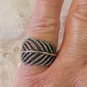 Pandora Sterling Silver Feather Ring